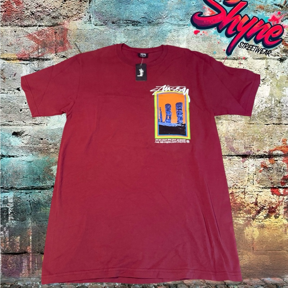 Men's Burgundy Stussy   Graphic T-Shirt